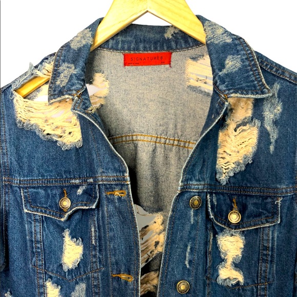 Signature8 Ripped/Distressed Denim Jacket - Picture 4 of 12